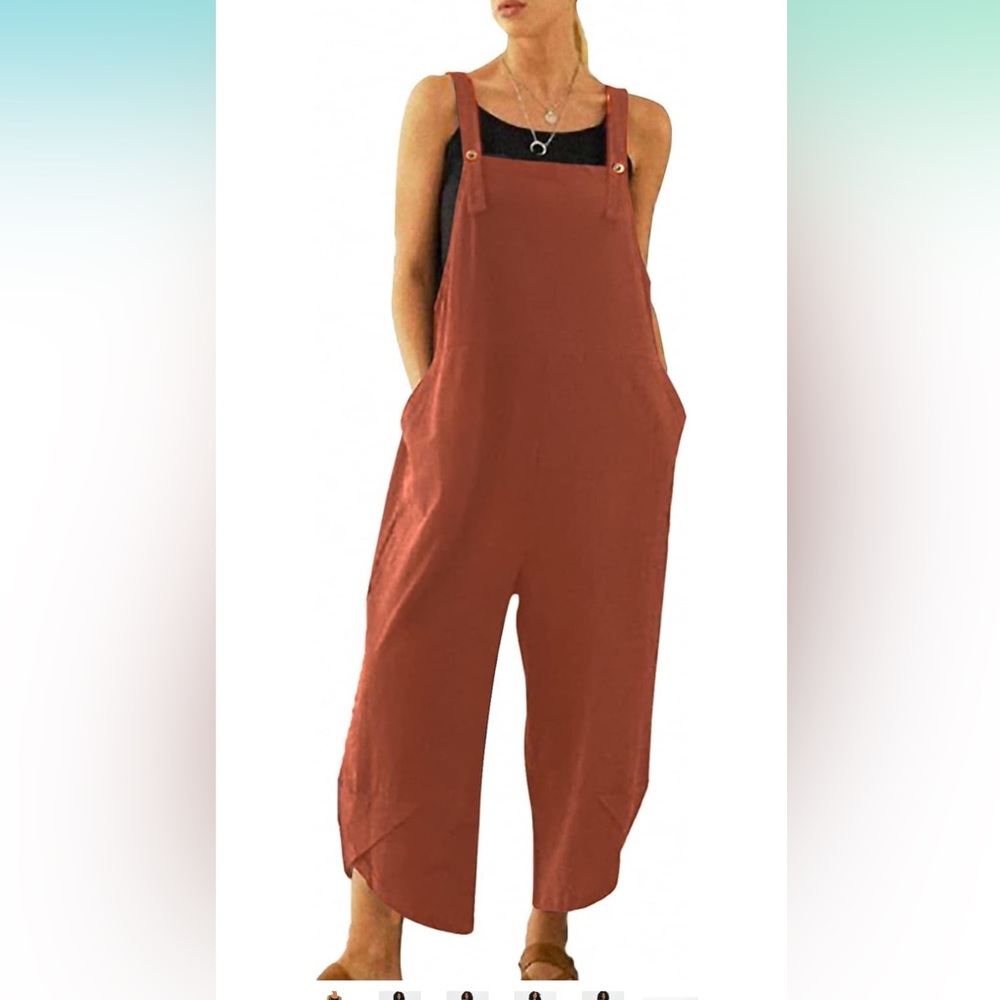 New Wide Leg Overalls Casual Baggy Rompers Loose Cotton Jumpsuit with Pockets